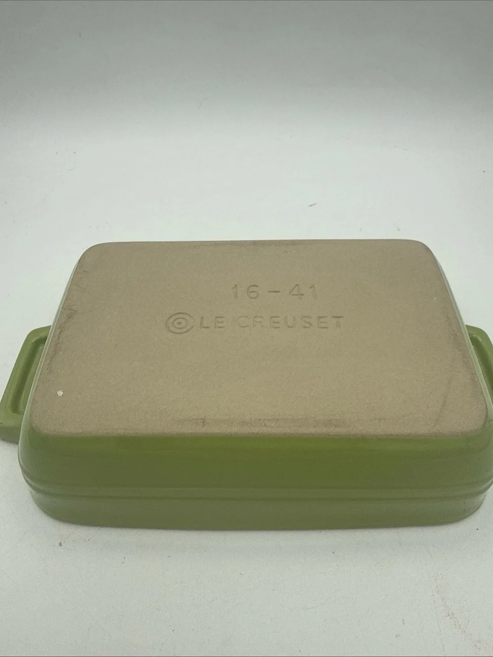 Le Creuset Kiwi Green Rectangle Small Baking Dish 16-41 Baker Stoneware 7 x 5”